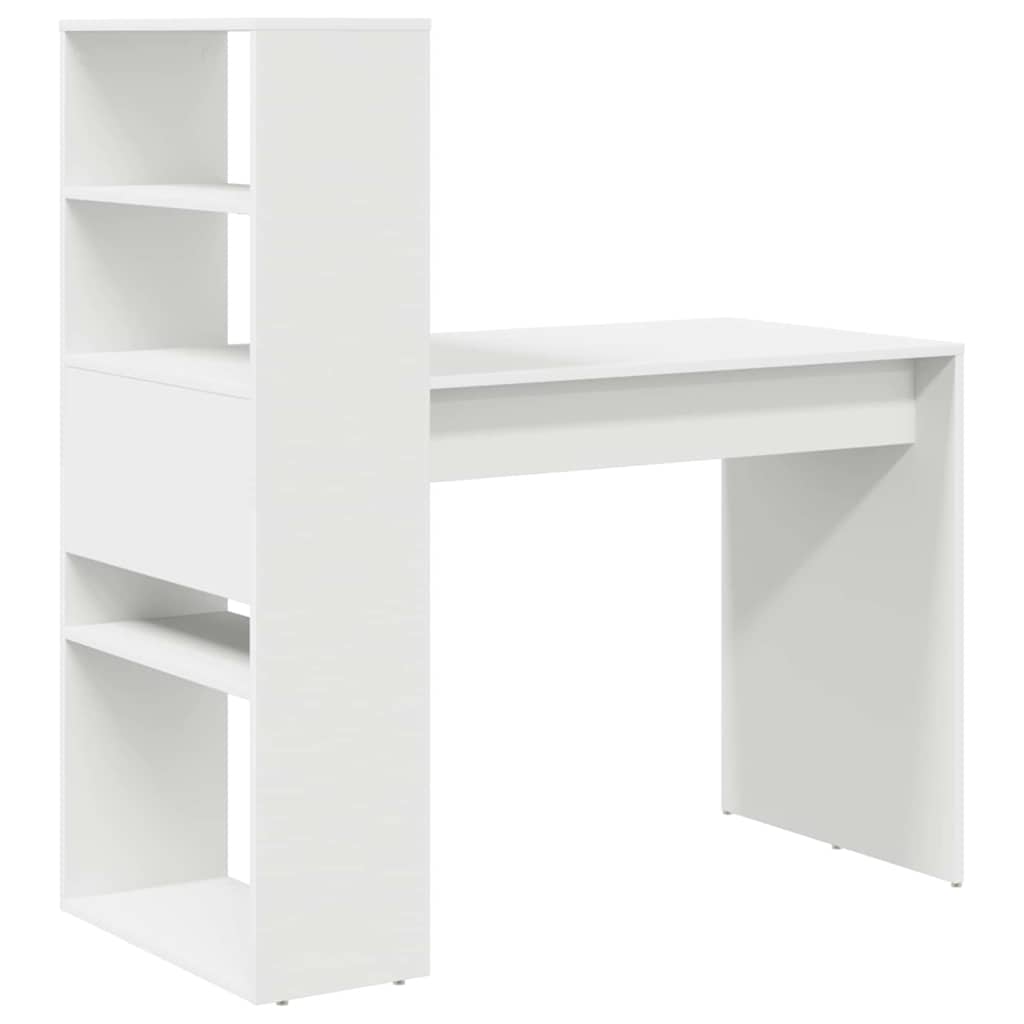 White Desk with Shelf 113 x 54 x 120 cm Engineered Wood