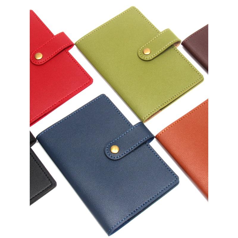 Bronze Button Passport with Luggage Tag Set  Multi-color Buckle  Extra-thick Leather Passport and Luggage Tag Card Holder