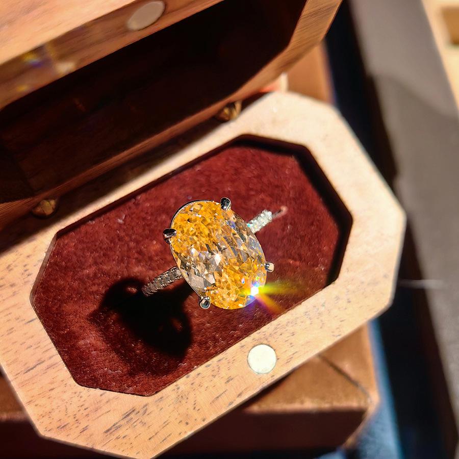 

Light Luxury Fashion Ice Flower Cut Papalacha Ring Fashion Temperament Personality Exquisite Pigeon Egg Easter Ring Women opening adjustable