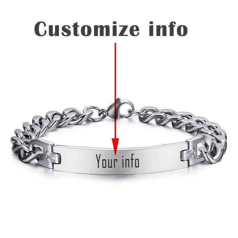 Vnox Stainless Steel ID Bracelet for Men Custom Name Birthday Gift Party Jewelry 8.2 inchs