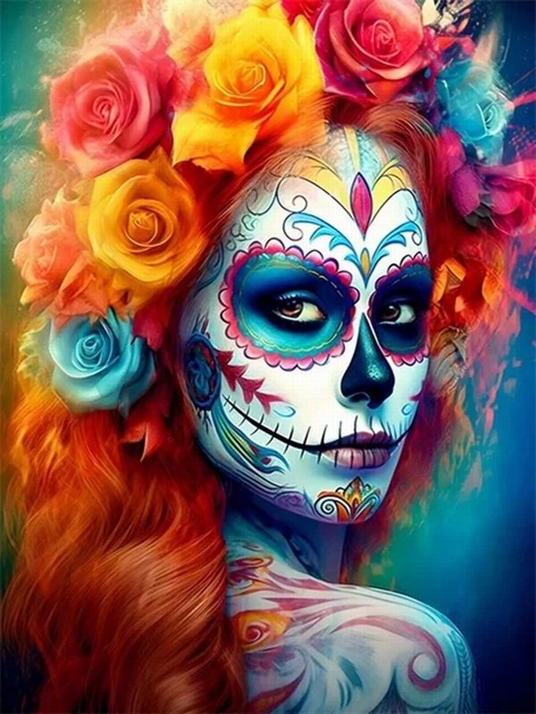 Diamantová malba Nová kolekce 2024 Ženy Květina Lebka Diy Plně Čtvercový Kulatý Vrták Štrasové vyšívání Dívčí Mozaika Sady křížkového stehu