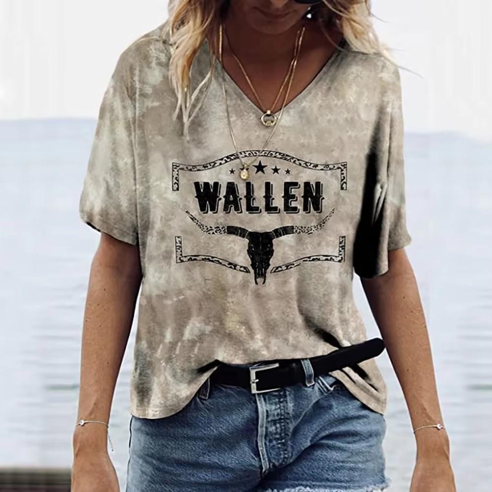 Summer Cartoon Cat Short Sleeved Women's T-shirt V-neck Animal Print T-shirt Loose Comfortable Plus Size T-shirt