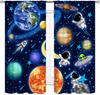 Space Curtains Kids Boys Solary System Universe Outer Planet Astronaut Galaxy Window Drapery Treatments Curtain Light Blocking Polyester