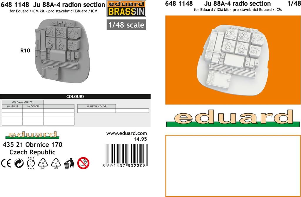 Eduard 1/48 Brassin Ju88A-4 Radio (for ICM) Plastic Model Kit Parts EDU6481148 (Airplane)