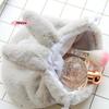 M-1Pcs Pocket Drawstring Bag Cute Bunny Plush Rabbit Ear Pouch With Fluffy Tail-Like Tassel Sweet Kawaii Makeup Bag Accessory