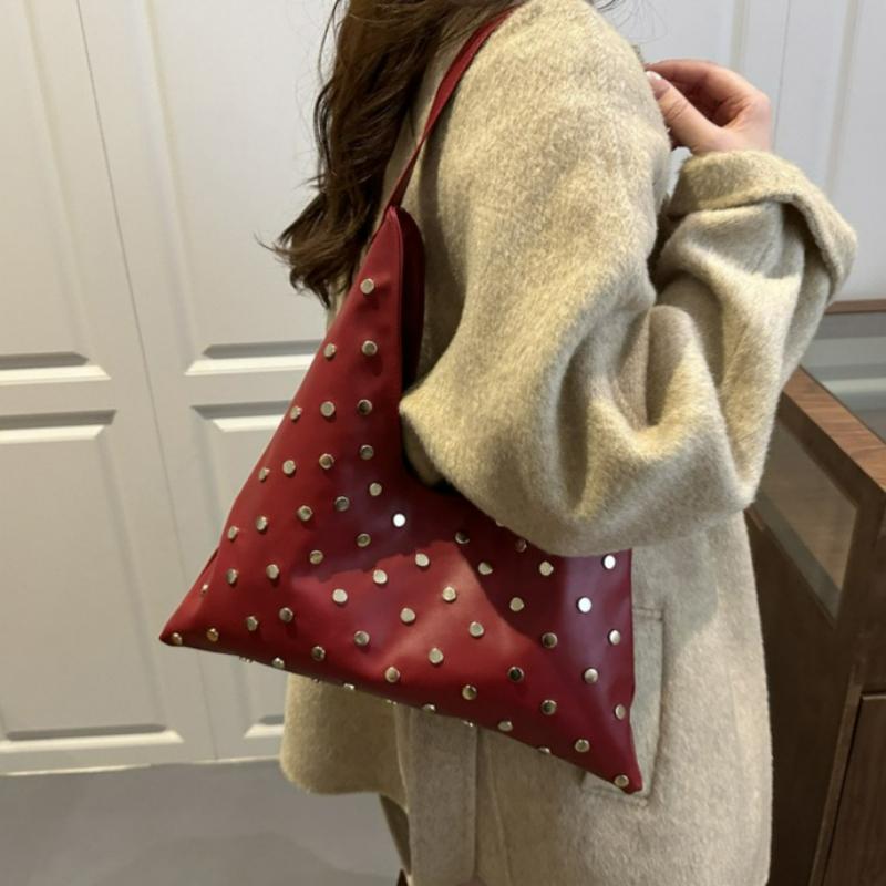 Comfortable Top Handle Bag Versatile Texture Shoulder Bag Fashi PU Studded Tote Large Capacity Simple Commuting Bag for Women
