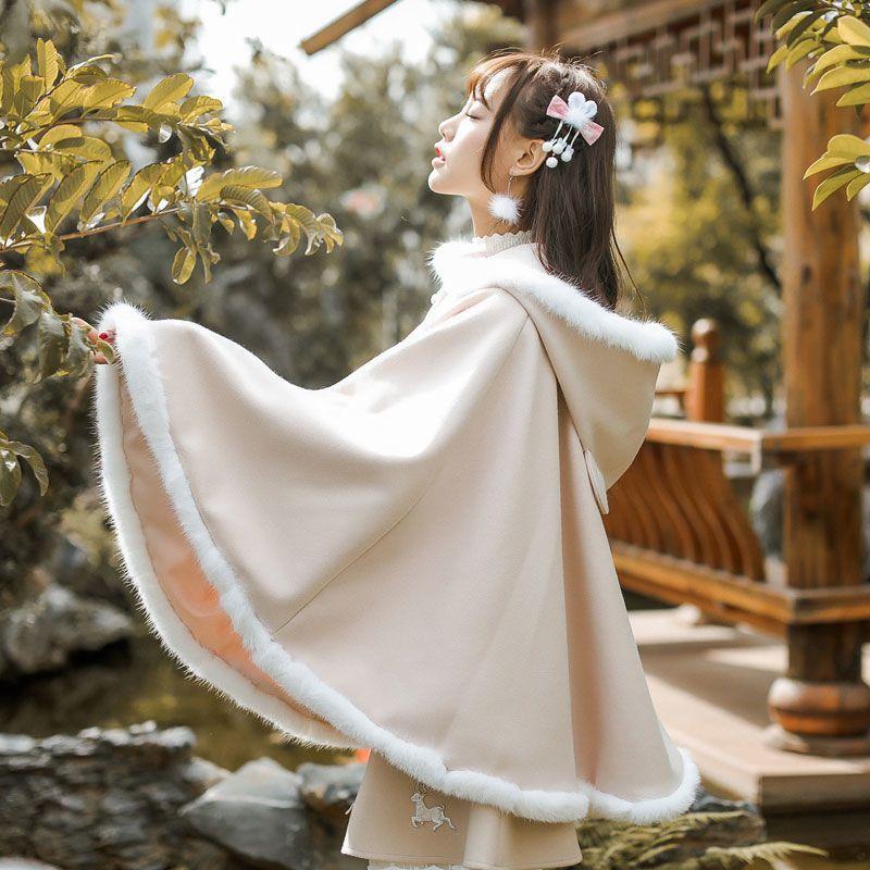 Herbst und Winter, Übergröße, Kapuzen-Cape, Han-Element-Cape-Mantel