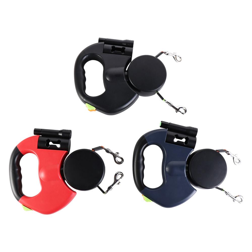 With Lights Dual Retractable Rotation Rope Reflective Dogs Auto Retractable Belt Walking