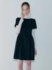 Etmont Shirring Flare Mini Dress, Black