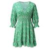 Women's Cute Floral Ruched V Neck Floating Sleeves Three-quarter Sleeve Sundress Casual Spring Summer Dress