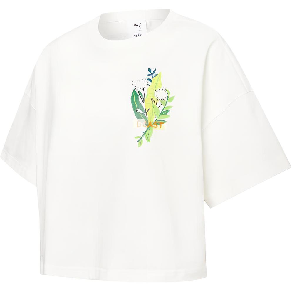 

Puma X The Beast Printed Sports Crew Neck Short Sleeve T Shirt Women Tops White 533988-02 M
