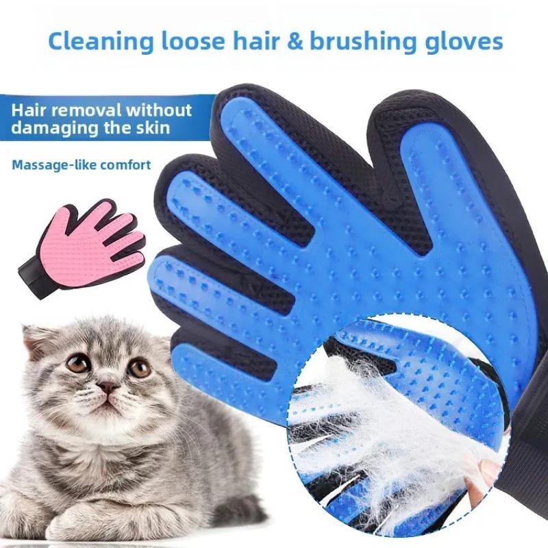 Pet Hair Removal Glove a Pair Double-sided Universal for Cats Dogs Wet Dry Use Brushes Bathes Soft Effortlessly Removes Fur