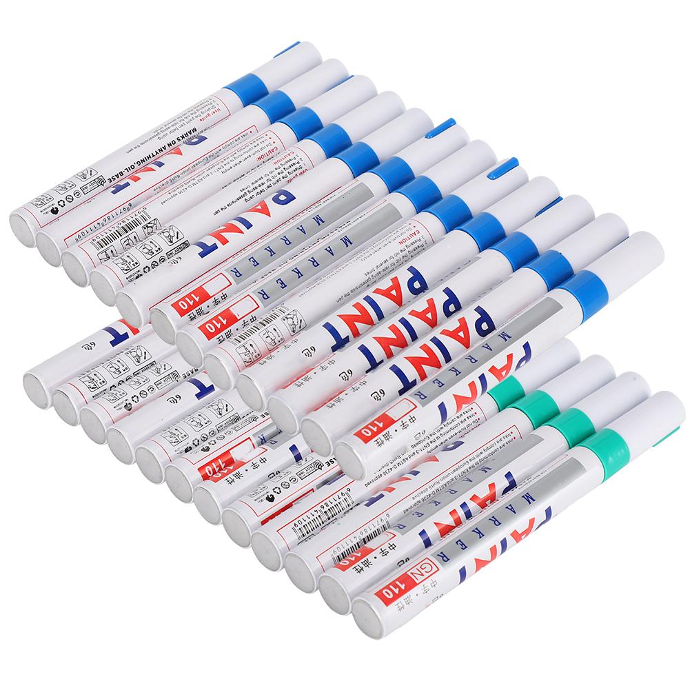 2Boxes Waterproof Paint Pens Waterproof Marker Signature Pen for Glass Metal Wood Fabric Tyre Tread BlueGreen