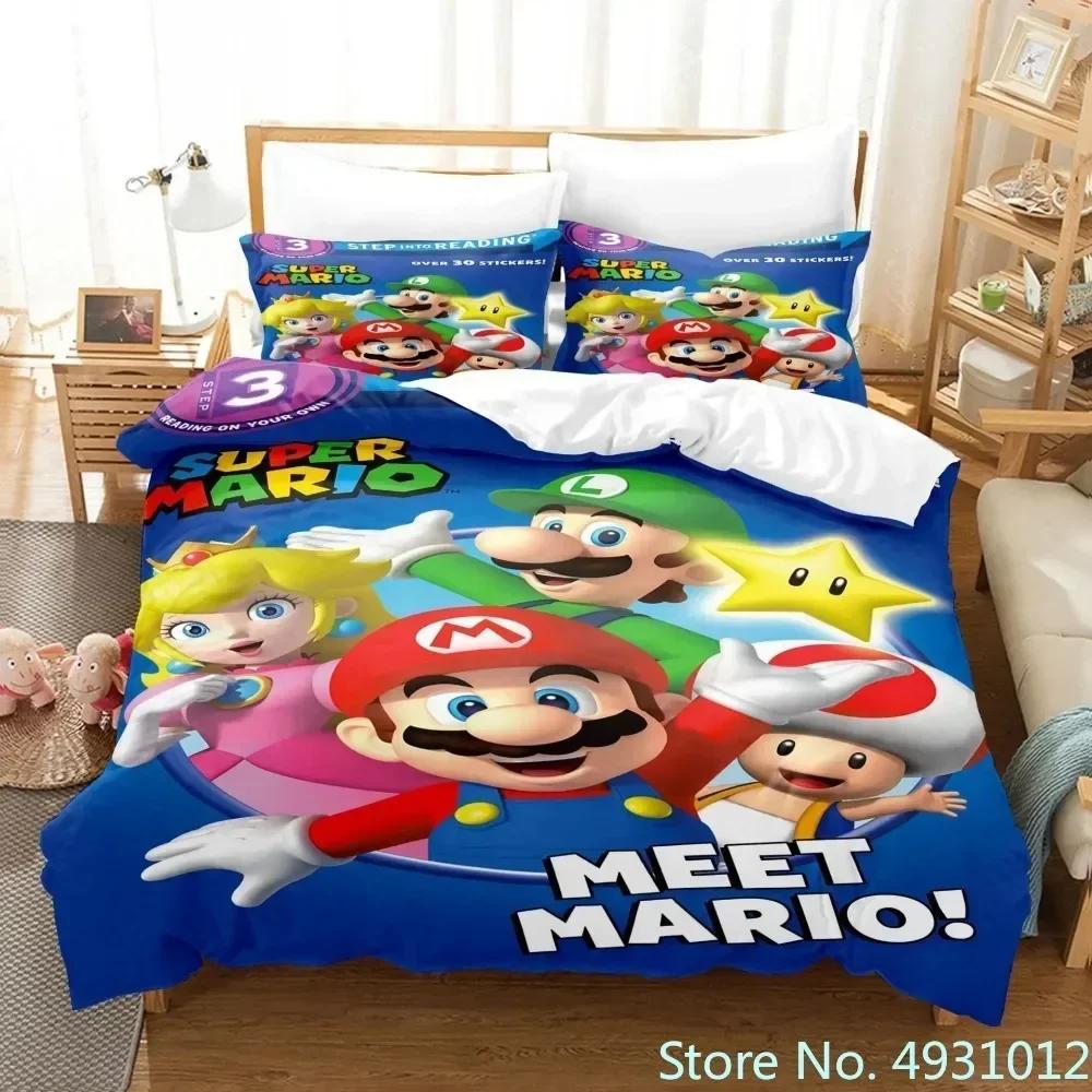 Pościel Super Mario Luigi Yoshi Toad Jumpman Anime 3D Poszewka na kołdrę Dla dziecka Dzieci Młodzież Dorosłych Tekstylia domowe Poszewka na kołdrę