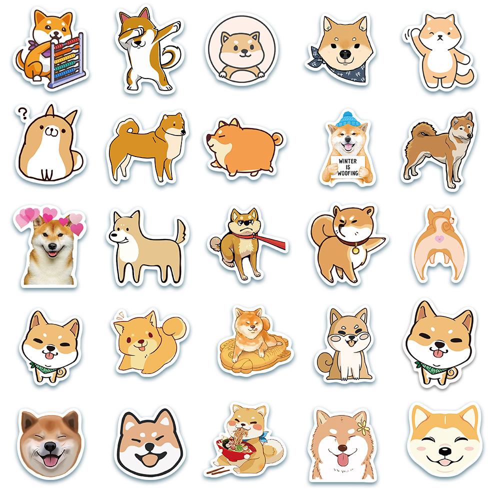 50 Animal Cute Pet Collection Shiba Inu Husky Corgi Suitcase Stickers Waterproof Graffiti Stickers