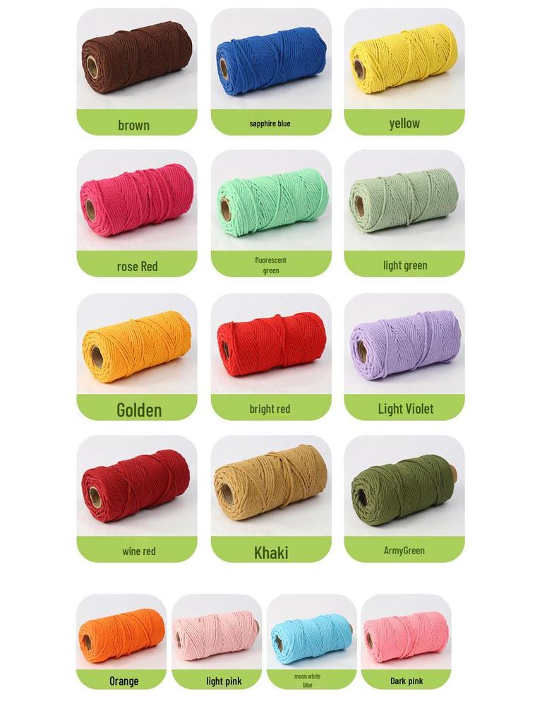 4mm Multi-Strand Macaron Colored Cotton Rope for DIY Tapestry & Decorative Weaving.