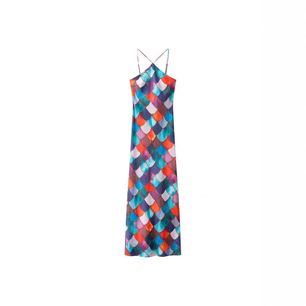 

2025 Spring Slim Fit European & American Style Backless Fishtail Dress Small