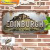 2D Flat, 1pc Vintage Edinburgh Castle & Cityscape Aluminum Sign - Rustic Outdoor Wall Decor, Durable Metal Plaque for Home