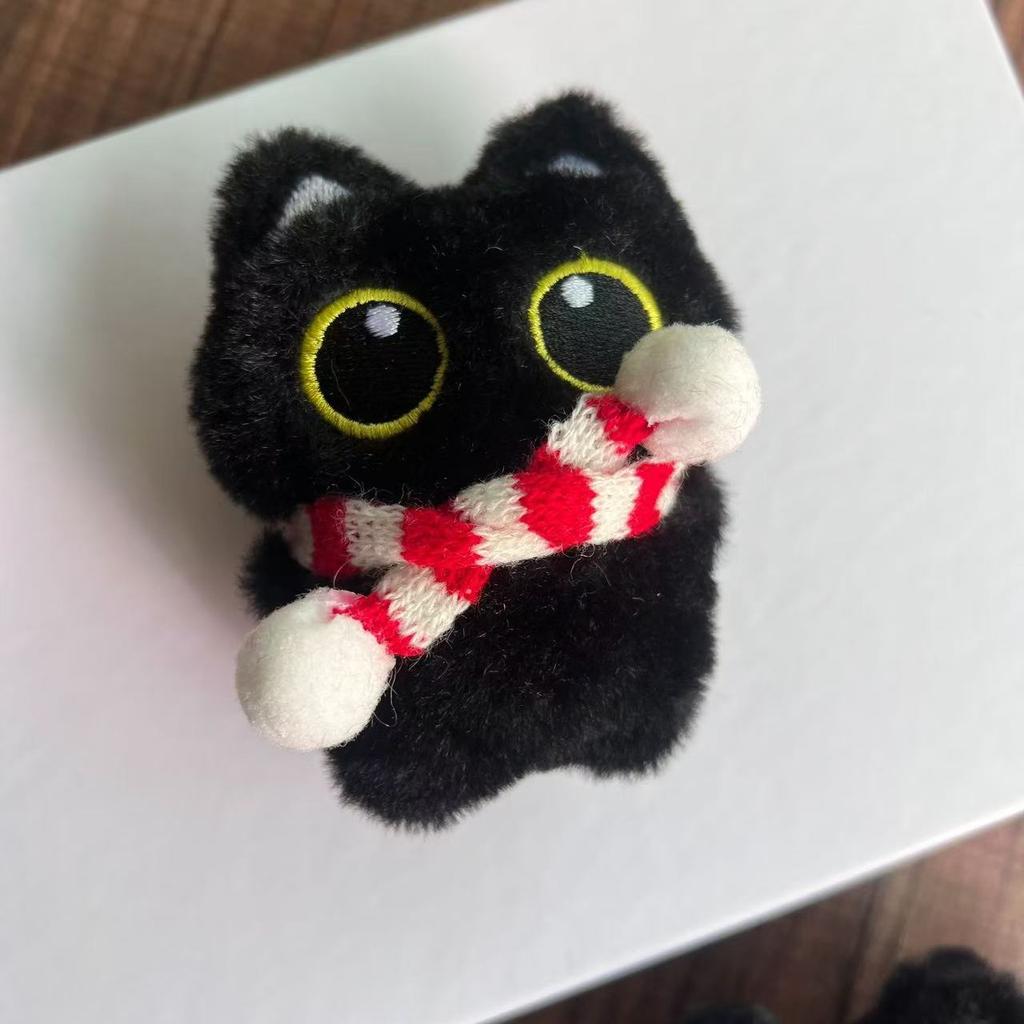 10cm mignon chat noir en peluche poupée petit pendentif oreiller câlin coussin Ins chat noir en peluche poupée pour garçon fille cadeaux d'anniversaire
