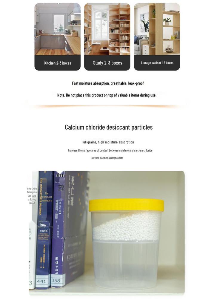 Recharge réutilisable absorbant l'humidité pour déshumidificateurs - Idéal pour les armoires et les chambres d'étudiant