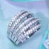 Fashion Luxury Women'S Ring, Five-Line Zircon Copper Ring Party Ball Accessories