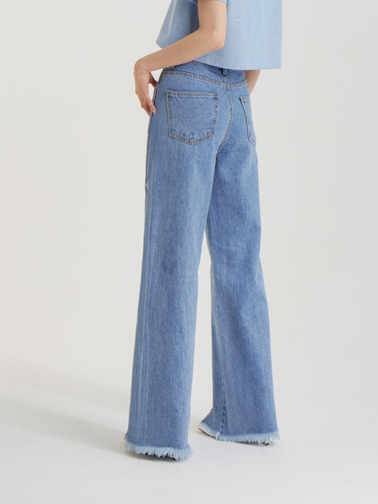 UNKNOWN PLANET Line Slit Denim Pants Blue