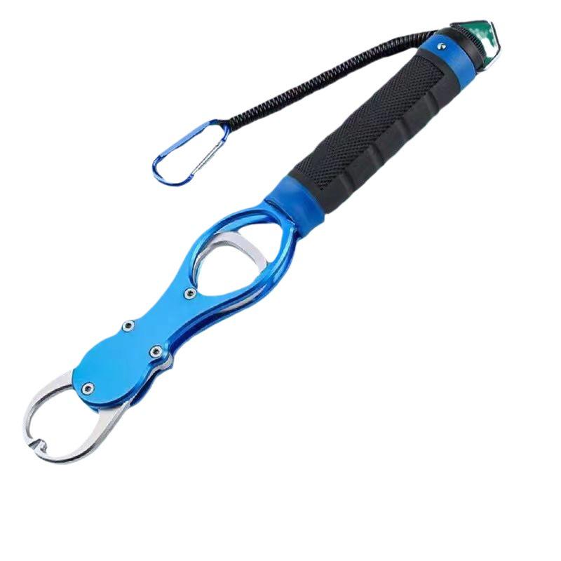 Aluminum Alloy Fishing Pliers with Scale, Large Fish Gripper, Lightweight & Portable, Red/Blue