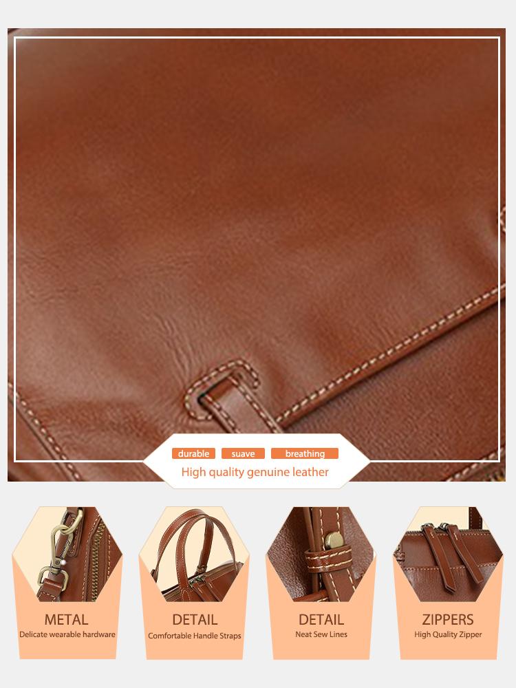 Винтажная дизайнерская сумка Zency из натуральной кожи для женщин кофейный — фото 6