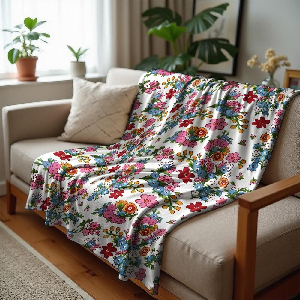 White Base Cocoa Anime Cartoon Flannel Blanket Soft Warm Throw for Bedroom Sofa Car Kids Holiday Gift
