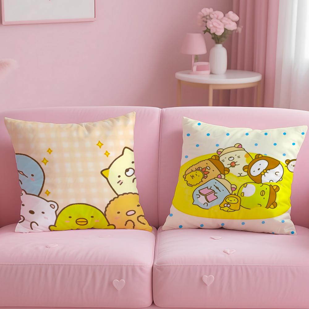 S-Sumikko Gurashi Exquisite Pillow Case Soft Plush Fabric Double-Sided Printed Cushion Cover Warm Winter Sofa Pillow Case