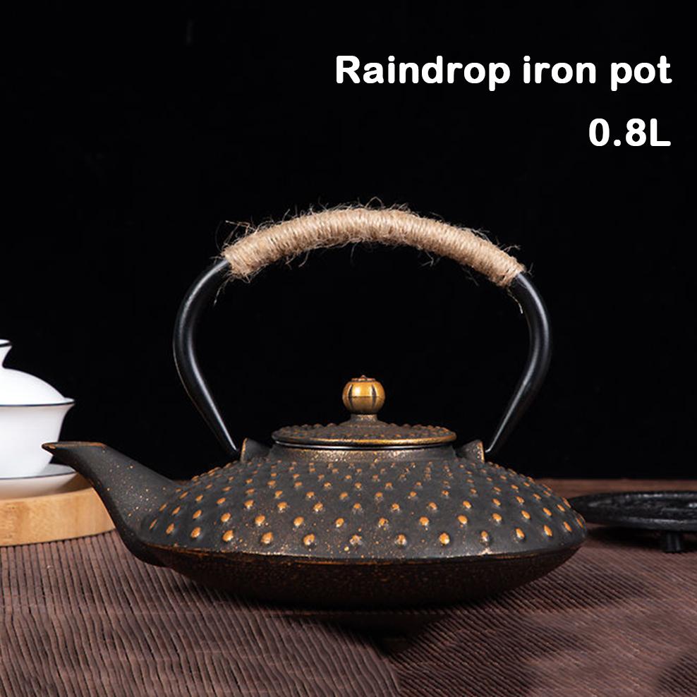 ENERGE SPRING 800ML Cast Iron Teapot Japanese-style Boiling Kettle Beauty Health Pig Iron Boiling Water Pot Retro Tea Set