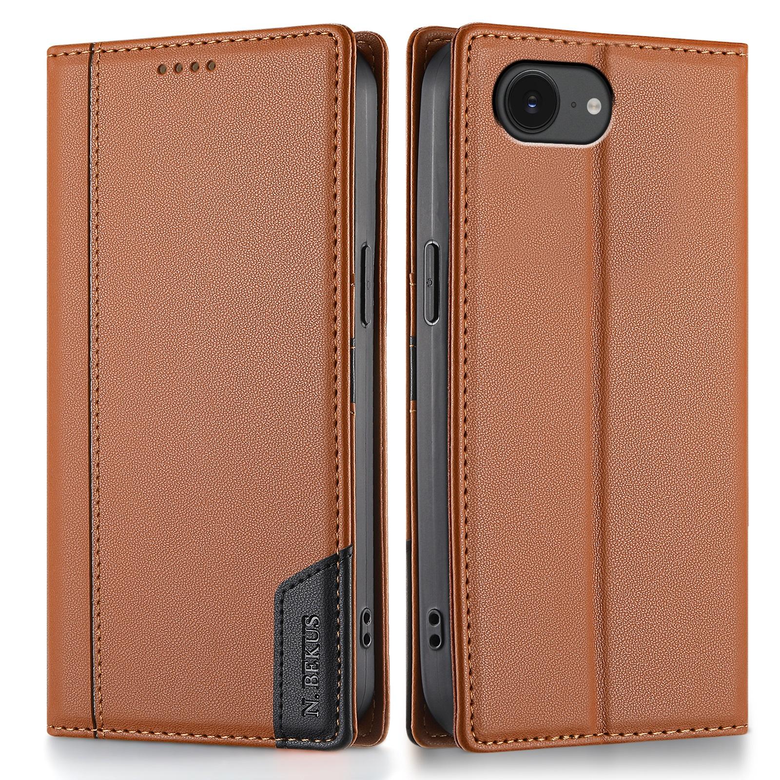 N.BEKUS P3 Чехол-бумажник с блокировкой RFID и подставкой для iPhone 16e, чехол-книжка из ПУ-кожи E