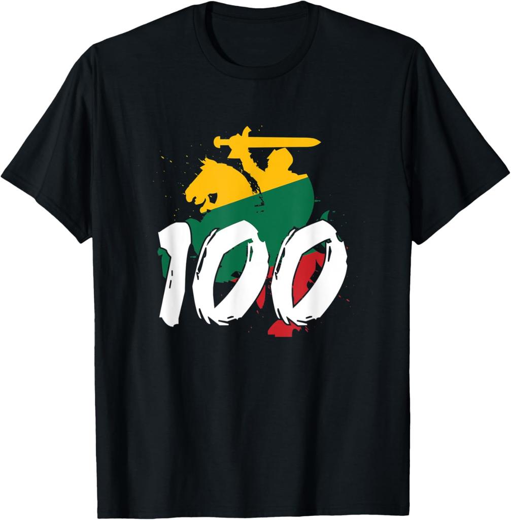 Vytis Lituania 100 Mapa Tricolor Camiseta Gráfica para Hombre Camiseta Casual de Manga Corta
