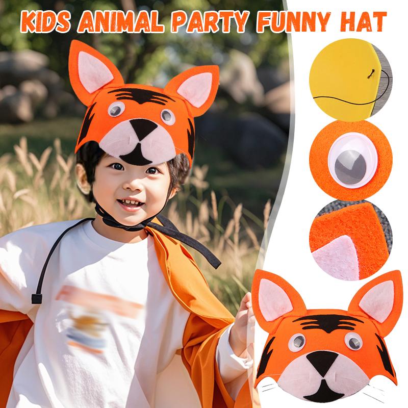 Cartoon Animal Party Kids Hat Children's Day Stage Performance Props Zoo Carnival Felt Hat Zodiac Rabbit Mouse Headdress