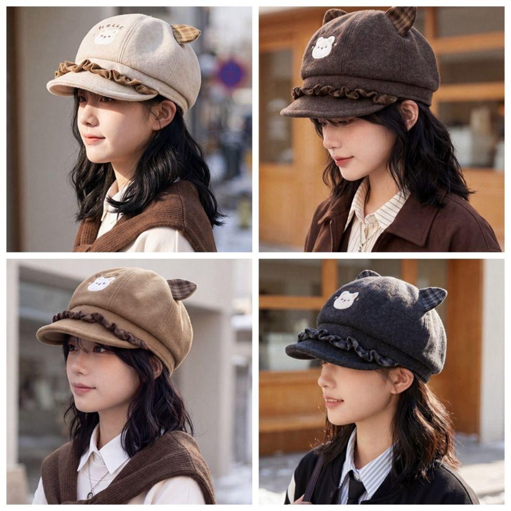 Cat Ears Newsboy Cap Japanese Style Baseball Cap Fashion Women's Beret Autumn and Winter