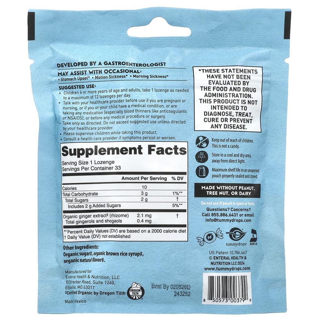 Tummydrops, Butterscotch Ginger, 33 Lozenges