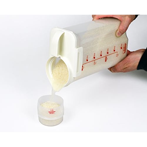 Pearl Metal HB-3898, Made in Japan, Airtight Rice Container, 2.4kg Capacity, White, 185mm Wide x 110mm Deep x 295mm High, Refrigerator-Friendly, Handy