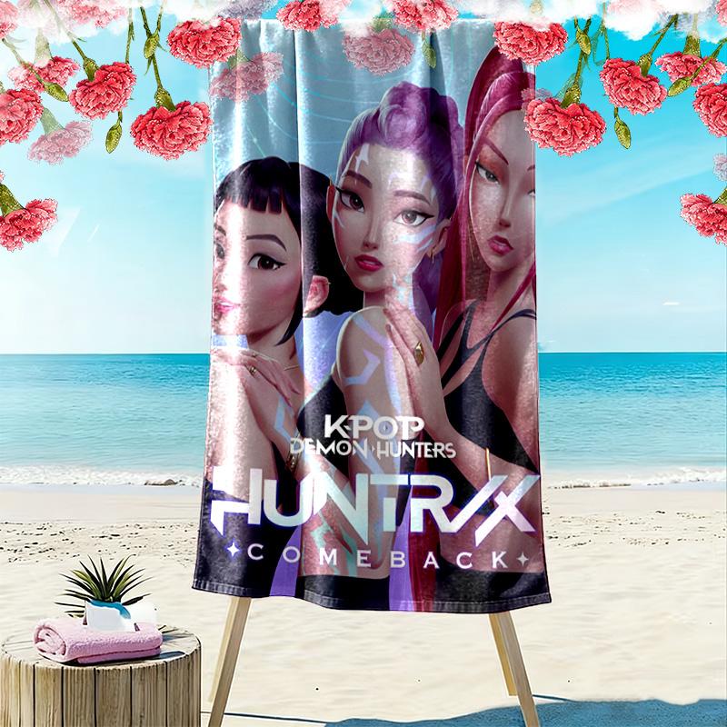 K-pop Demon Hunters: Huntrax Comeback beach towel soft Beach towel for vacation photos seaside swim Outdoor pool towel Comfort beach