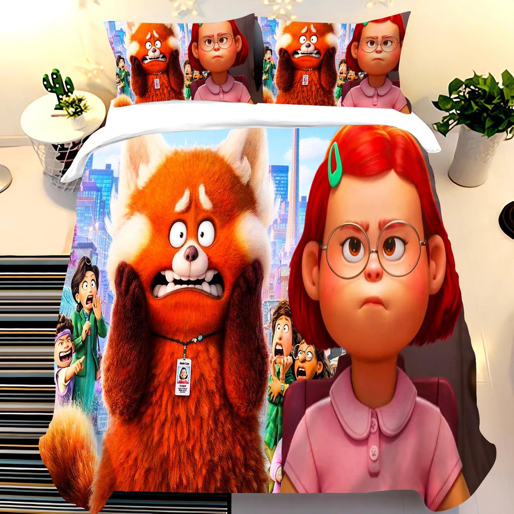 Pixar Red Panda Bedding Sets Duvet Cover Set King Size Children'S 3-Piece Set 1 Quilt Cover 100% Polyester Home Comforter