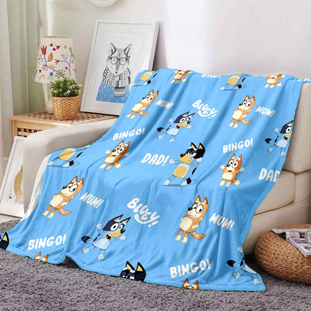 Bluey Theme Printed Blanket - Perfect for Couch, Bed, Travel & Outdoor Use | Machine Washable, Cozy & Durable.