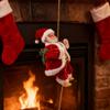 Klättrande tomte på rep Juldekoration med musik Musikalisk tomte som klättrar i rep För utomhus inomhus Veranda Fönster Tak