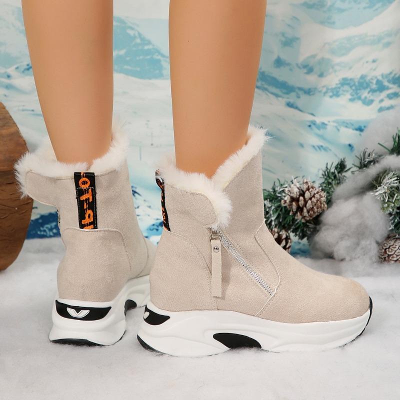 Warm thick-soled piled thickened snow boots women's new winter side zipper casual short boots
