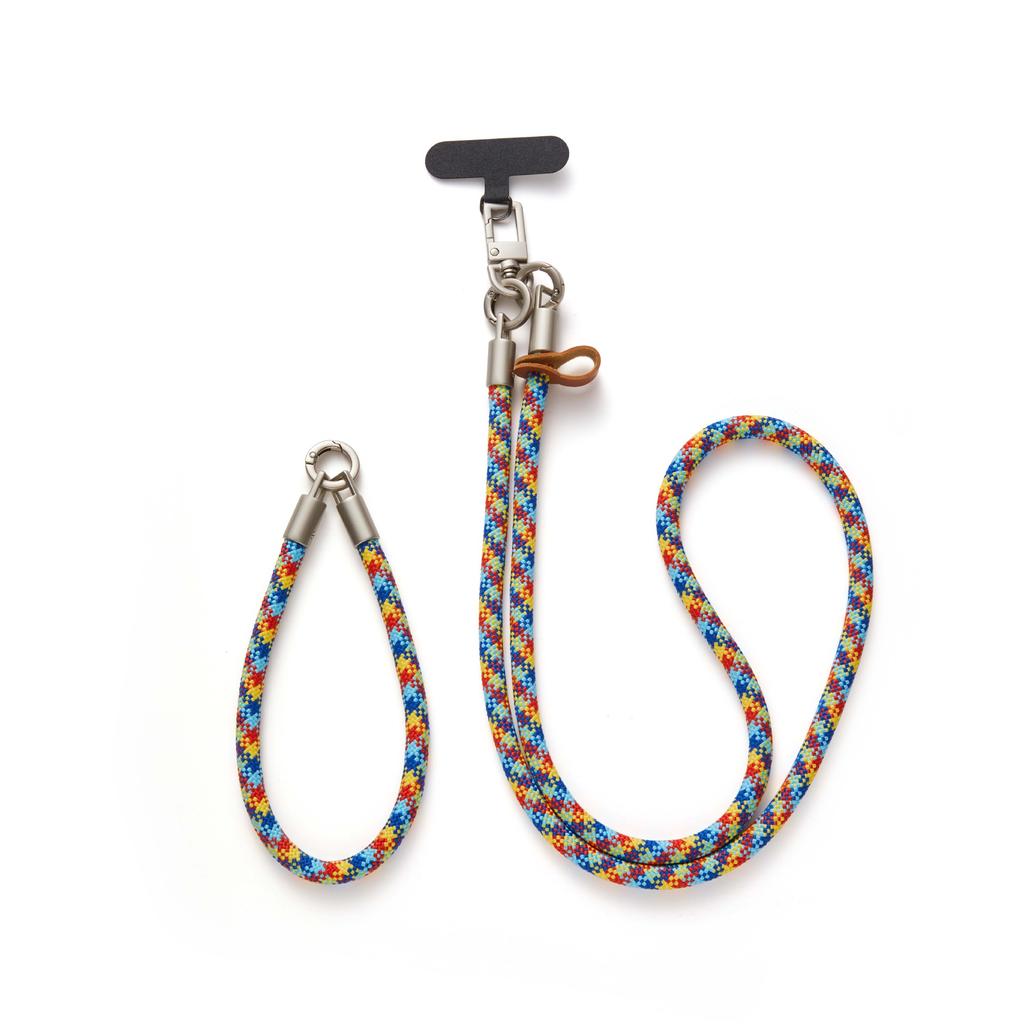Unisex Nylon Crossbody Three-in-One Long Phone Lanyard Detachable Wrist Strap Metal Buckle Splice Design-Ultimate Anti-Loss