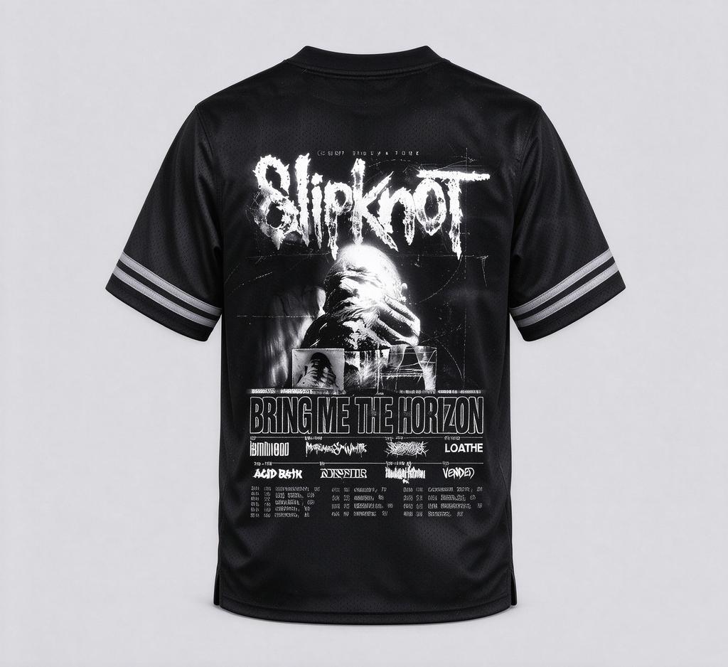 SlipknotRock Sicest Stadium Tour 2027 Datum turné Merch Fotbalový dres Grunge kapela Sestava Celoplošný potisk Tričko Unisex Sportovní oblečení