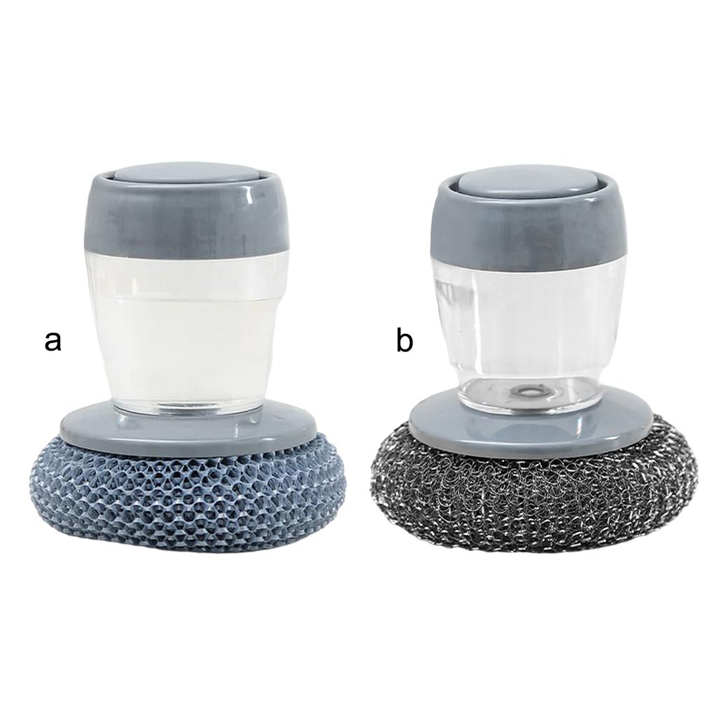 Cleaning Supplies Multifunctional Kitchen Soap Dispenser Replaceable Head Washing Liquid Storage Tank Steel Wire for Pots Pans