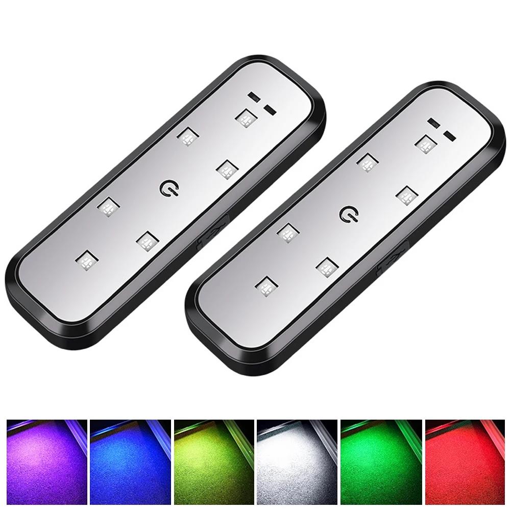 1/2PCS Car LED Door Lights Welcome Light Magnetic Control USB Charging Auto Open Door Safe Anti-collision Emergency Signal Lamp Neon Lights 4