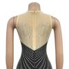European and American Fashion Women's Sleeveless Rhinestone Round Neck Long Dress