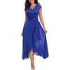 JPNTKY Fashion Summer Spring Solid Color Print Short Sleeve V-Neck Casual Dresses