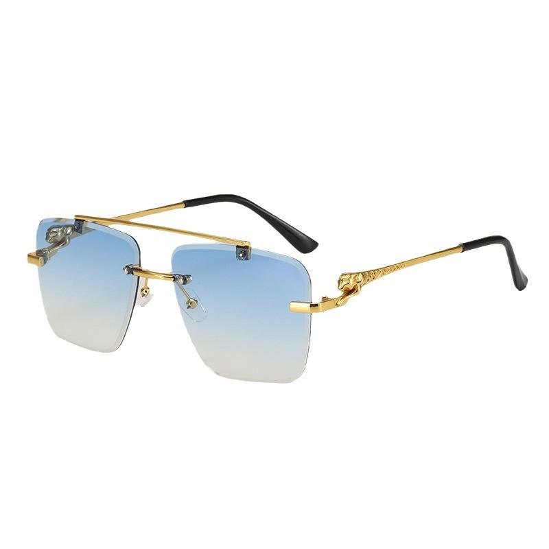 JYL TS Rimless Sunglasses With Leopard Pattern UV Protection For Photo Shooting 90229