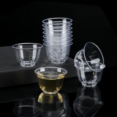 50pcs Disposable Clear Plastic Tea Cup Thickening Kung Fu Tea Cup Mini Shot Cup  Entertain Guests